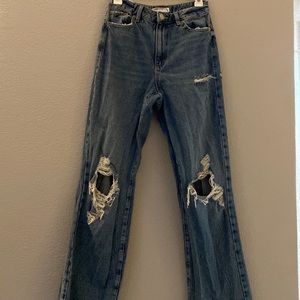 Garage Denim wide leg jeans, distressed, new without tags